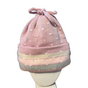 Capello Pink, Cream & Gray Knit Hat OS